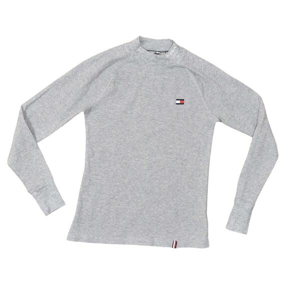 Tommy Hilfiger Sport Gray T-Shirt Thermal High Neck Women's Small Cotton Blend - Picture 1 of 7